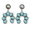Alloy Synthetic Turquoise Dangle Stud Earrings EJEW-U053-09B-AS-4