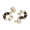 Glass Hexagon Stud Earrings EJEW-MZ00306-4