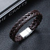 Leather Woven Flat Cord Bracelets PW-WG42872-02-1