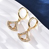 Fan with Heart Brass Micro Pave Clear Cubic Zirconia Hoop Earrings KK-D363-13G-1