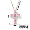 Brass Pave Cubic Zirconia Cross Pendant Necklaces CU6638-1-1