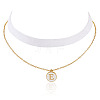 Alloy Enamel Letter Pendant Single Face White Velvet Ribbon & Brass Chain Double Layered Choker Necklaces NJEW-TAC0034-2