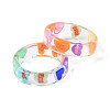 Transparent Resin Love Heart Word Finger Ring for Women RJEW-T022-023-3