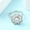 Flower Rotatable Open Cuff Rings for Women RJEW-G333-01B-3