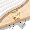 Brass Micro Pave Clear Cubic Zirconia Cuff Finger Rings for Women RJEW-B112-14G-1