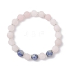 3Pcs 3 Styles Frosted Natural & Synthetic Mixed Gemstone Round Beaded Stretch Bracelets for Women Men BJEW-JB12471-4