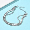 304 Stainless Steel & Rhinestone Rope Chain Double Layer Bracelets for Women BJEW-F540-07P-1