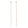 Natural Pearl Beaded Long Chain Dangle Stud Earrings EJEW-JE04932-2