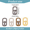 80Pcs 4 Colors Zinc Alloy Smooth Buckles FIND-GO0002-40-2