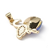 Real 18K Gold Plated Rack Plating Brass Micro Pave Clear Cubic Zirconia Pendants KK-C015-33G-4