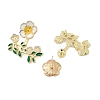 Flower with Leaf Enamel Stud Earrings EJEW-M005-04-2