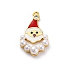 Santa Claus Brass Micro Pave Cubic Zirconia with Enamel Pendants KK-Q010-02G-1