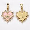 Brass Clear Cubic Zirconia Pendants ZIRC-J025-67G-01-2