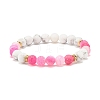 5Pcs 5 Color Natural Weathered Agate(Dyed) & Howlite Round Beaded Stretch Bracelets Set BJEW-JB08087-3