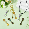 6Pcs 3 Colors Natural Apatite & Amethyst & Rose Quartz Copper Wire Wrapped Alloy Mushroom Spoon Big Pendants PALLOY-NB00013-4