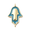 Brass Enamel Hamsa Hand Connector Charms KK-H529-16G-1