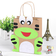 DIY Rectangle with Frog Pattern Kraft Paper Bag Making Set DIY-F079-03