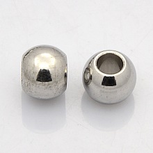 Tarnish Resistant Rondelle 201 Stainless Steel European Beads STAS-N020-03-10mm