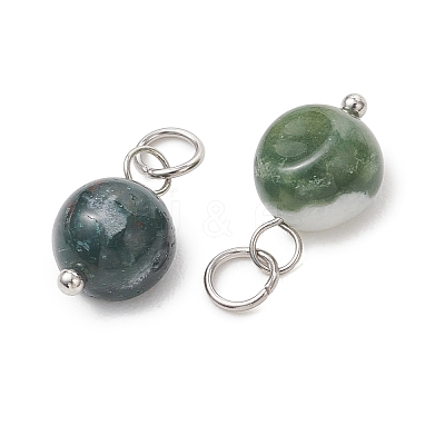 Natural Tree Agate Tumbled Stone Pendants PALLOY-JF05428-02-1