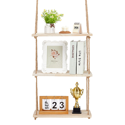 Wall-mounted Wood Storage Book Racks AJEW-WH0794-65B-1