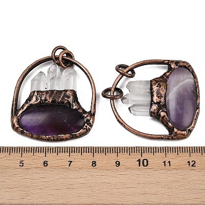 Natural Amethyst and Quartz Crystal Pendants G-Z101-04R-1