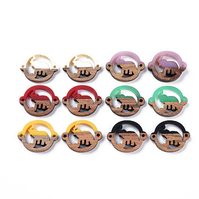 Opaque Resin & Walnut Wood Links Connectors RESI-T035-54-1