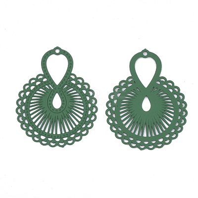 430 Stainless Steel Filigree Pendants STAS-S108-22B-1