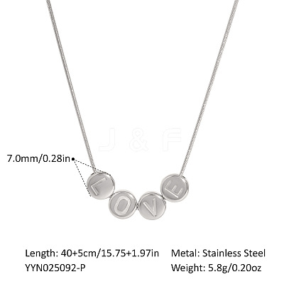 304 Stainless Steel Love Letter Pendant Necklaces for Women HR7701-2-1