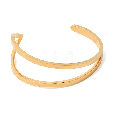 304 Stainless Steel Cuff Bangles for Women BJEW-D408-29G-1