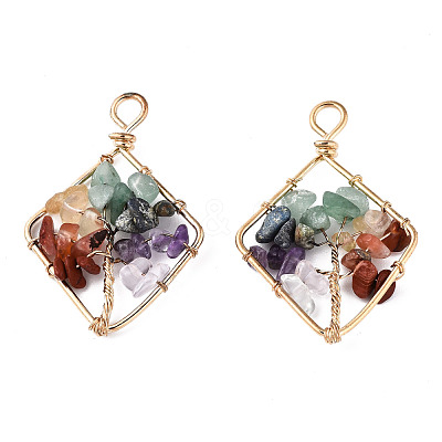Natural Mixed Stone Pendants G-T131-96B-04-1
