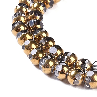 Electroplate Glass Beads Strands X-EGLA-Q128-04A-FP07-1
