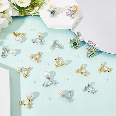 16Pcs 8 Styles 316 Surgical Stainless Steel Clip-on Earring Converters Findings STAS-SC0010-36-1