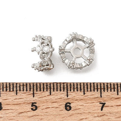 Brass Micro Pave Clear Cubic Zirconia Spacer Beads KK-Z156-08P-01-1
