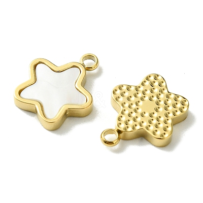 Ion Plating(IP) 304 Stainless Steel Pave Shell Star Charms X-FIND-Z028-26G-1