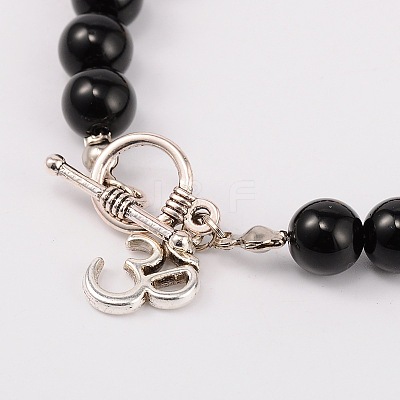 Natural Gemstone Chakra Charm Bracelets BJEW-JB01693-1