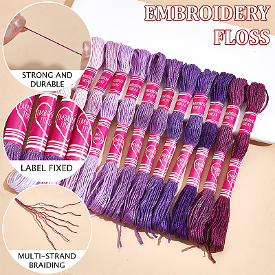 12 Skeins 6-Ply Polycotton(Polyester Cotton) Embroidery Floss DIY-CY0002-94B-1