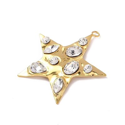 304 Stainless Steel Cubic Zirconia Pendants STAS-Z182-07G-03-1