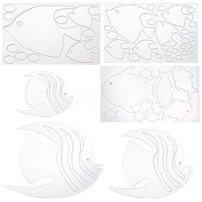 3 Sets 3 Style Fish Acrylic Mirror Wall Stickers DIY-CF0001-02B-1