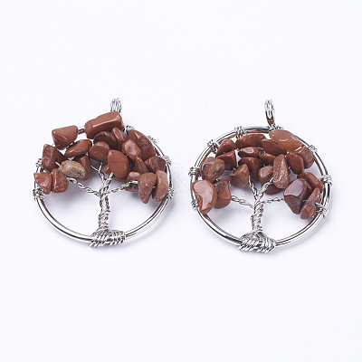 Natural Red Jasper Pendants G-E419-20P-1