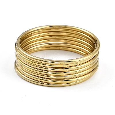 7Pcs Round Vacuum Plating PVD Vacuum Plating 201 Stainless Steel Bangles Sets for Women BJEW-F476-08G-01-1