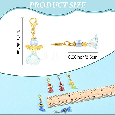8Pcs Acrylic & Glass Pearl & Alloy Pendant Decorations HJEW-FS00071-1