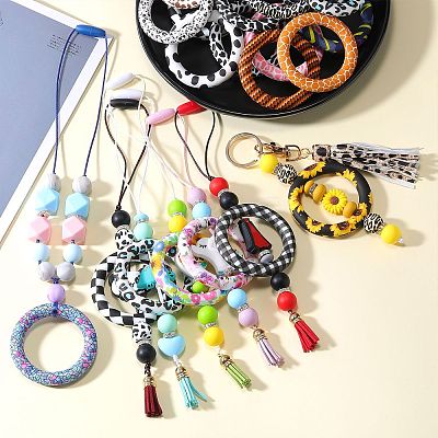 5Pcs Ring Food Grade Eco-Friendly Silicone Focal Beads JX893N-1