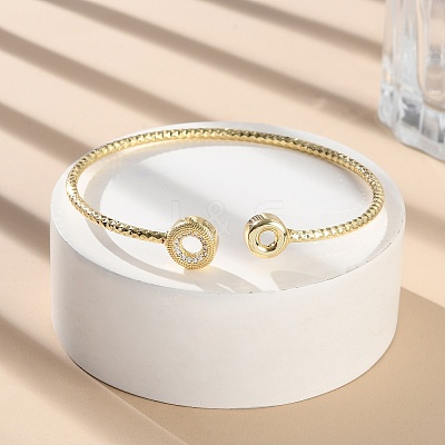 Clear Cubic Zirconia Open Cuff Bangle BJEW-G737-01G-02-1