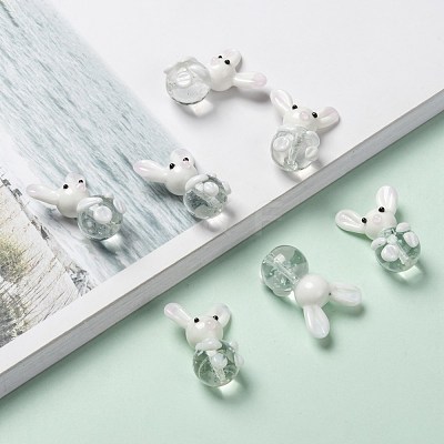 Handmade Bunny Lampwork Beads X-LAMP-P051-J01-1