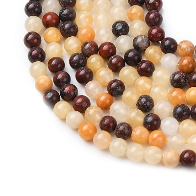 Natural Red Bloodstone and Yellow Jade Beads Strands G-Z116-A17-3mm-1