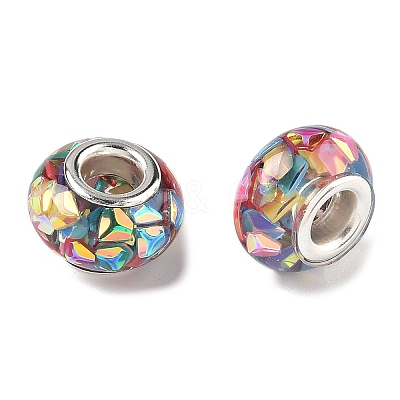 Transparent Resin Rondelle European Beads RESI-S023-26-1