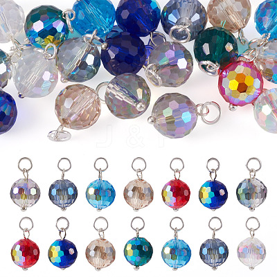 20Pcs AB Color Plated Transparent Glass Pendants PALLOY-TADJ00020-1