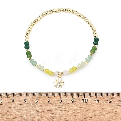 Clover Brass Charm Bracelets BJEW-JB13636-1