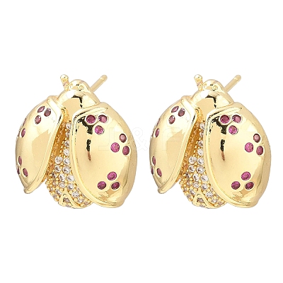 Brass Micro Pave Cubic Zirconia Stud Earrings EJEW-F400-03C-G-1