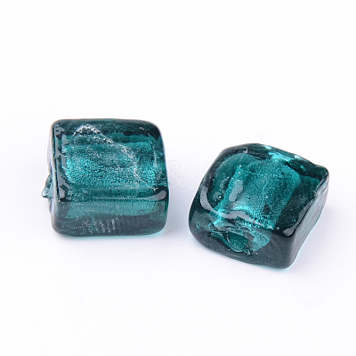 Handmade Silver Foil Lampwork Beads FOIL-S006-12x12mm-04-1
